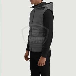 Gilet matelassé à capuche pour homme, veste d'hiver matelassée, fermeture éclair, couleur unie, vêtement décontracté, rembourrage en polyester, coupe ajustée - Product Image 3