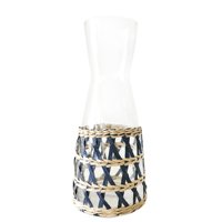 Pichet en jonc de mer bleu foncé tressé à la main et design écologique de style bohème du Vietnam pour tasses et soucoupes à thé