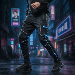 กางเกงจ็อกเกอร์เทคแวร์กันน้ำ ผ้าฝ้ายพรีเมียม 100% แถบสะท้อนแสง 3M แบบกำหนดเอง สไตล์ยุทธวิธี กระเป๋าหลายช่อง ไซเบอร์พังก์ สตรีทแวร์ - Product Image 5