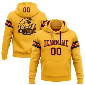 Custom Stitched Gold Brown-Orange Football Pullover Sudadera con capucha - Product Image 1