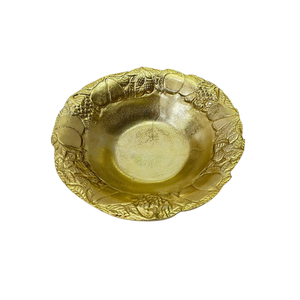 Bol décoratif en métal antique, artisanal, en aluminium, avec finition polie or rose, utilisé pour le service et la décoration de table - Product Image 2