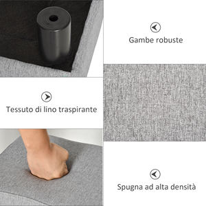 HOMCOM Pouf Repose-pieds en tissu effet lin rembourré, 40x30x24cm, Gris - Product Image 6
