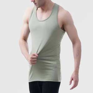 Camisetas sin mangas de alta calidad para hombres Ropa de algodón Transpirable High Street Style Ropa de verano Cuello redondo Slim Fitness Camisetas sin mangas para hombres - Product Image 2