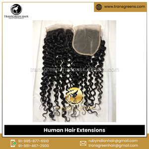 Proveedor y exportador de extensiones de cabello humano de onda profunda de cierre rizado 5x5 indio Virgen sin procesar 100% - Product Image 5