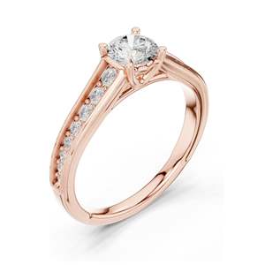 Bague en diamant de laboratoire rond brillant de 0,956 carats pour femmes, clarté VVS-VS EF, or 18 carats, 14 carats, 10 carats et argent 925, rose, jaune - Product Image 4
