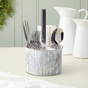 Galvanized Handmade White Metal Utensils Holder For Kitchen Accessories - Product Image 2
