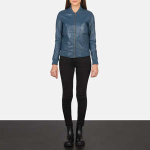 Chaqueta Bomber de Cuero Azul Bliss para la Temporada de Otoño - Product Image 3