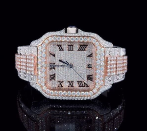 VVS Lab Montre Diamant Luxe Personnaliser Hip Hop Montres élégantes Montre mécanique avec bracelet en acier inoxydable en or jaune CVD - Product Image 1