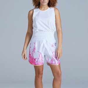 Pantalones cortos de boxeo para mujer con ajuste personalizado para peleas y ropa de gimnasio Tela transpirable OEM con etiqueta privada e impresión de logotipo - Product Image 3