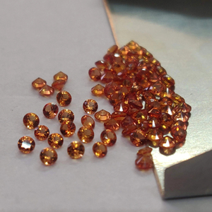 Saphir Orange Naturel Seulement Chauffé 1.25mm Rond Brillant Coupe Facette Superbe Qualité - Product Image 1