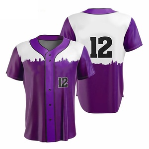 Camiseta de béisbol personalizada por sublimación para hombre, manga corta, absorbe la humedad, diseño con el número 12 del equipo, ropa para todas las estaciones - Product Image 2