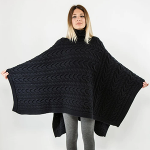 Mantra Elegantผู้หญิง Cape Handcrafted อิตาเลี่ยน Merino ขนสัตว์เสื้อถักฤดูหนาวรูปแบบตกแต่ง - Product Image 4