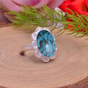 <b>Ring</b> for Girls Blue <b>Turquoise</b> <b>Rings</b> for Women 925 Sterling Silver <b>Rings</b> Blue <b>Turquoise</b> Silver Jewelry Handmade <b>Rings</b> Jewelry - Product Image 3