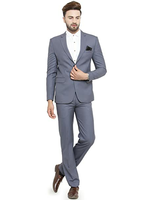Costume homme élégant, couleur unie, double boutonnage, blazer et pantalon, ensemble 3 pièces, respirant, polyester/coton, costume d'affaires pour homme