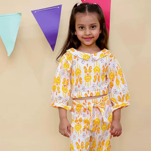 Conjunto de Dos Piezas de Cordón de Seda, Vestido Moderno de Verano para Niñas, Conjunto de Pantalones y Top Corto Informal para Niñas Pequeñas, Ropa al por Mayor - Product Image 1