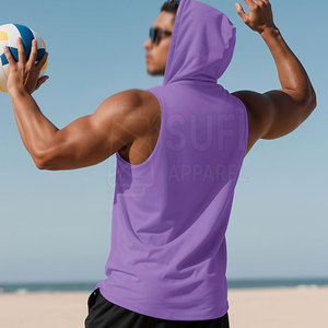 Hot Sale New Arrival <b>Men's</b> Solid Pullover <b>Sleeveless</b> <b>Hoodie</b> Autumn Breathable Polyester/Cotton Quick Dry Regular Fit - Product Image 4