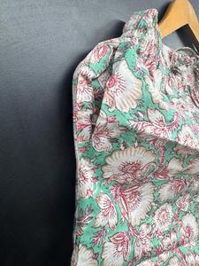 Conjunto de Pijama de Verano para Mujer, Informal, Floral, con Cuello en V, Algodón, Logotipo Frontal ODM, Cintura Elástica, Dos Piezas, Ropa de Dormir - Product Image 3