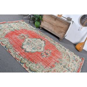 Tapis Kilim Turc Rouge Vert Vintage Classique Grande Surface 5'1X9'1 ft Laine 10mm Patchwork Latex pour Couloir Rectangle Chambre - Product Image 4