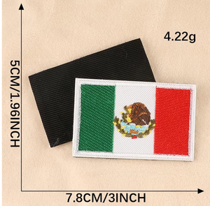 Écussons brodés tactiques avec motif fleur et drapeau du Mexique, avec boucles et crochets pour uniformes, sacs à dos et vestes - Tissu thermocollant 3D - Product Image 4