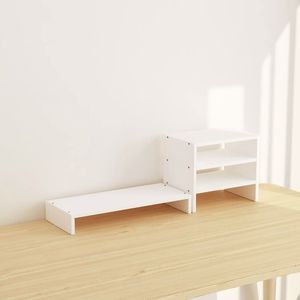 Montante per Monitor a 2 livelli in lega di alluminio da 20 pollici e Organizer per Desktop MDF con tavolo per Laptop da casa - Product Image 4