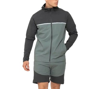 Chaqueta cortavientos de dos piezas de verano personalizada para hombre, chaqueta cortavientos informal de nailon y poliéster, cuello con capucha - Product Image 1