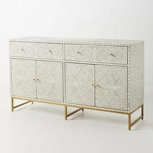 Mesa de consola de madera elegante de gama alta India digna de derroche, fábrica de resina con incrustaciones de hueso, precio al por mayor para sala de estar de lujo - Product Image 4