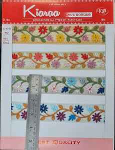 Bordure de dentelle brodée décontractée de luxe de 9 mètres Pastel clair Papillon Net Design Multicolore Variété Style fantaisie traditionnel - Product Image 3