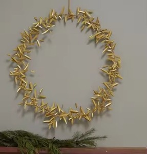 Shiny Fabric Leaf <b>Wreath</b> Wall <b>Door</b> Decoration Elegant Handmade Artificial Leaf Garland For Home Wedding <b>Christmas</b> Decor - Product Image 3