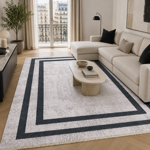 Netline Home Crossed Border Slate Grey Traditional <b>Washable</b> <b>Rug</b> - Product Image 5