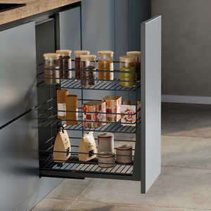 Emuca Titane 300 mm carrello estraibile in acciaio grigio antracite con portaoggetti con chiusura morbida - Product Image 2