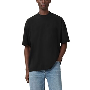 Nouveau style 2026 T-shirt homme 100% coton, logo imprimé numérique personnalisé, coupe ample, noir uni, respirant, confortable, style hip-hop, 200g - Product Image 2