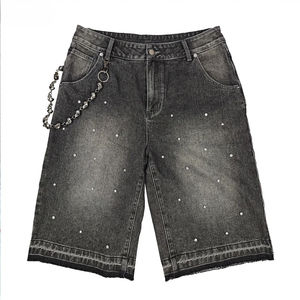 Nuevo estilo Jeans Short Heavyweight Custom Working Sun Faded Rhinestone Plus Size Casual Blank Top Premium Quality Short para hombres - Product Image 1
