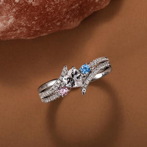 Jeulia Custom Three Stone Marquise & Oval Cut Opal <b>Ring</b> with Engraved <b>Name</b> in Platinum - Product Image 5