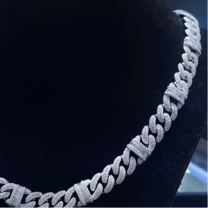 สร้อยคอโซ่ร้อย Moissanite ลาย925ชุบเงินลายเพชรโมอิส - Product Image 1