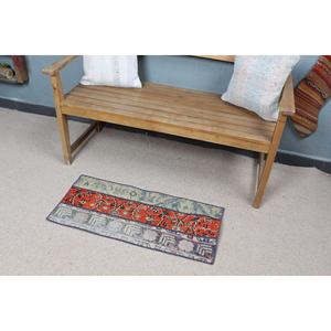 Vintage Small Rug, 1.3x2.9 ft Turkish Rug, <b>Red</b> <b>Wool</b> Rug - Product Image 1