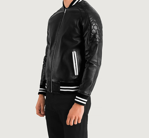 Veste universitaire en mélange de laine de qualité supérieure avec manches en cuir véritable pour hommes Veste de baseball universitaire pour hommes - Product Image 2