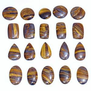 Pierre précieuse en vrac de taille d'oeil de tigre naturel brut non traitée pour la fabrication de bijoux pierres de cabochon de l'exportateur indien - Product Image 2