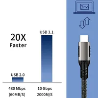 Cable USB 3.2 Gen2 USB-A a Tipo-C, Transferencia de Datos de 10 Gbps, 3A 60W, Cable de Carga Rápida USB-C de Nailon Trenzado con Cobre Estañado