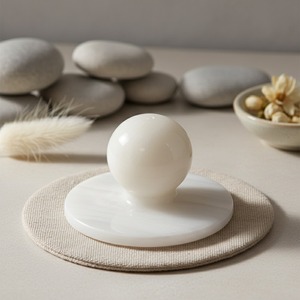 Porte-encens en marbre blanc naturel, style bol, artisanal, support pour bâtonnets d'encens en pierre, rond, en marbre, brûleur d'arômes, minimaliste, méditation - Product Image 2