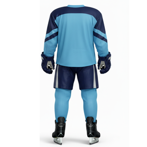 Uniforme Profesional de Hockey sobre Hielo Azul Cielo y Azul Marino - Diseña Tu Propio Logotipo Ropa Deportiva Jersey de Entrenamiento con Doble Chevron - Product Image 2