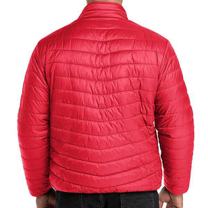 OEM Custom Men Embroidered Canvas Puffer <b>Jacket</b> Active <b>Red</b> Winter Coat Waterproof <b>Hooded</b> Lightweight Insulated Outdoor Parka - Product Image 2