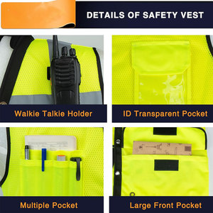 Safety <b>Vest</b> Hi Vis Work <b>Vest</b> High Quality Patch With Pocket Security Guard <b>Reflective</b> Workwear Safety <b>Vest</b> - Product Image 2