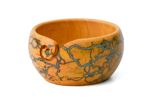 Cuenco de hilo de madera hecho a mano, soporte de punto de ganchillo de resina azul cielo, cuenco de hilo, regalo de Navidad funcional - Product Image 5