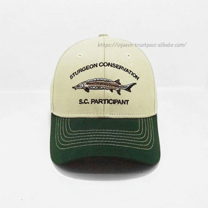 Sombrero de papá estructurado con logotipo de pez bordado de 6 paneles personalizado, estilo de atuendo diario clásico para todos, hecho a mano en fabricante de Vietnam - Product Image 1