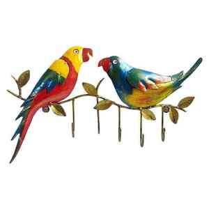 Handcrafted Parrot Wall Hook 5 Hook Metal <b>Key</b> Holder Decorative Storage Rack for Home Office and Entryway - Product Image 1