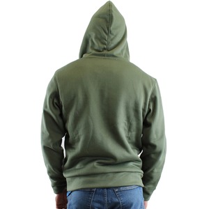 Veste de sport zippée pour homme à capuche 100% coton décontractée respirante écologique en polaire unie teinte en fil continu avec logo brodé et poches pour l'automne - Product Image 4