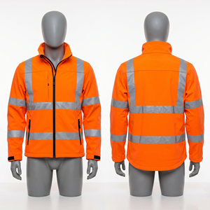 Veste de sécurité Softshell Premium 320 GSM avec bandes réfléchissantes orange, logo personnalisé, vêtements de sécurité imprimés - Product Image 1