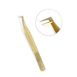 Pinzas de pestañas de acero inoxidable con etiqueta privada personalizables para damas punta de fibra de volumen recto empuñaduras de diamante pinzas de pestañas - Product Image 1