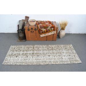 Alfombra Turca, Alfombra de Pasillo de 2.3x6.1 pies, Alfombra de Lana Blanca y Negra - Product Image 2