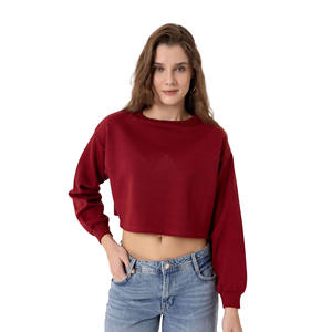 เสื้อสเวตเชิ้ตคอกลมคุณภาพสูง MOQ ต่ำ ทรงหลวมสำหรับผู้หญิง ผ้าฝ้ายฟลีซ 100% สำหรับฤดูหนาว เป็นมิตรกับสิ่งแวดล้อม แห้งเร็ว สไตล์ฮิปฮอป - Product Image 4